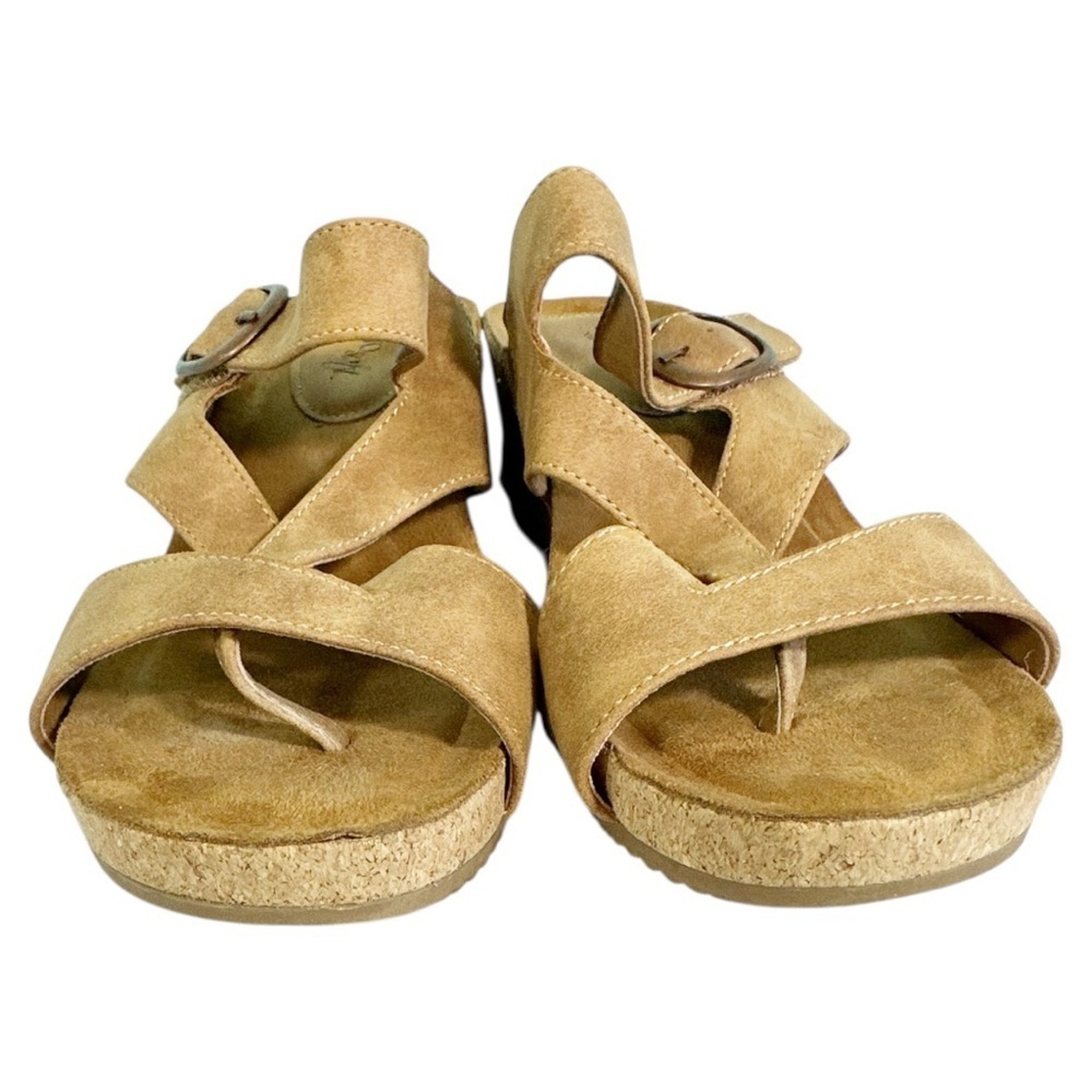 Stylish Tan Strappy Wedge Sandals “Emory” Size 10 - Picture 2 of 11